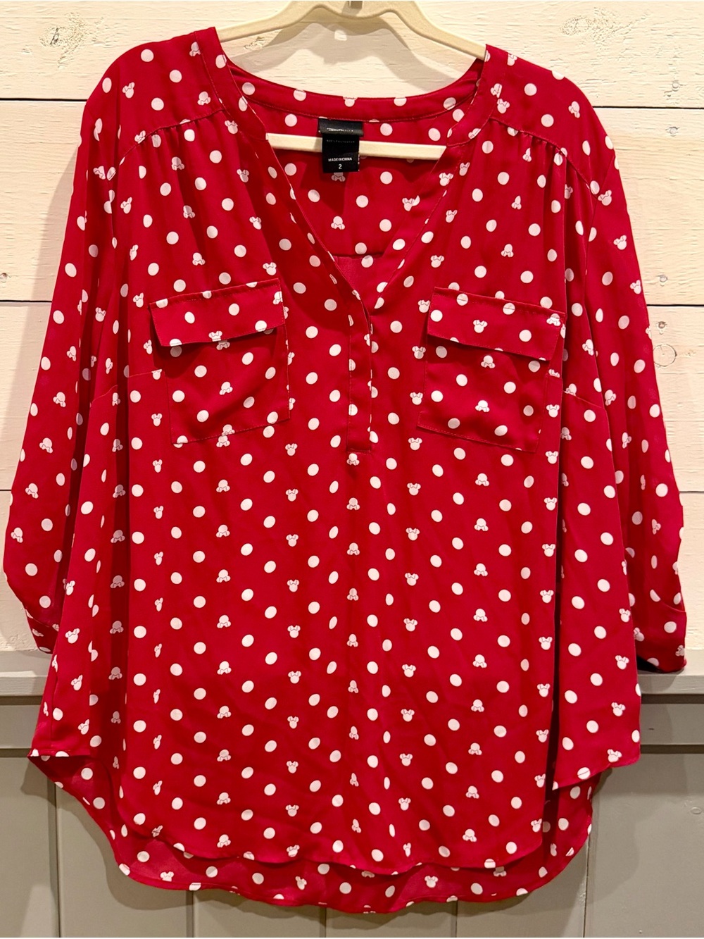 Torrid Disney Red Polka Dot V-Neck Tunic Top